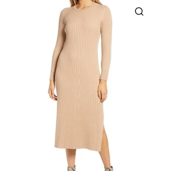 Wayf x BFF Hollie Long Sleeve Sweater Dress Camel - Picture 3 of 13